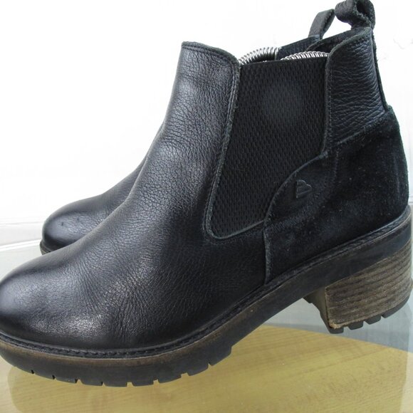 Bullboxer Women's Chunky Heel Ankle  Boots Black Leather Euro 40/ Size 9 US - Picture 4 of 9